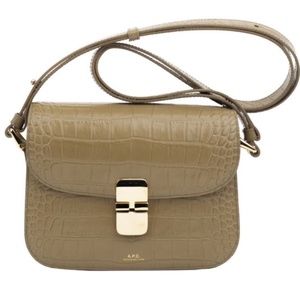 APC Grace Small Crocodile Embossed Leather Bag | Taupe brown